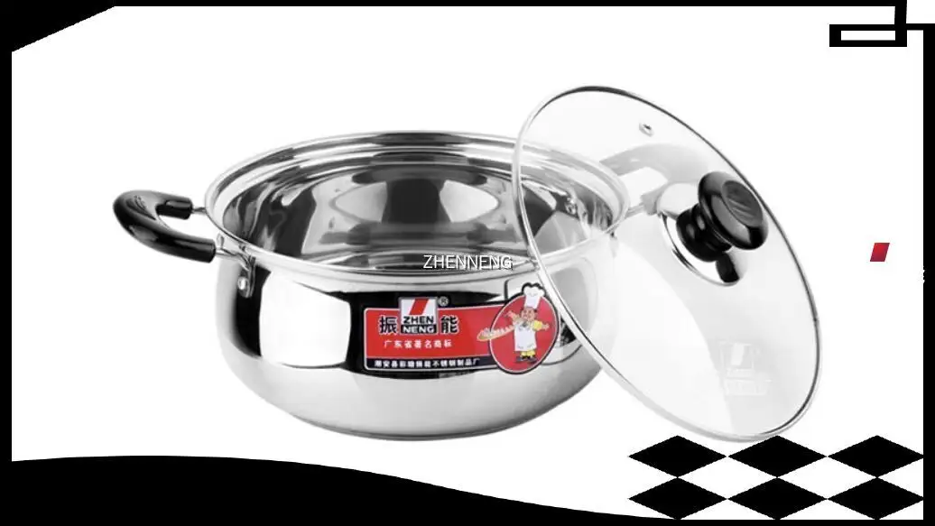 16cm Stainless Steel Soup Pot with Glass Lid and Bakelite Handle 1