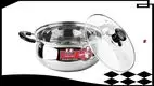 16cm Stainless Steel Soup Pot with Glass Lid and Bakelite Handle 1