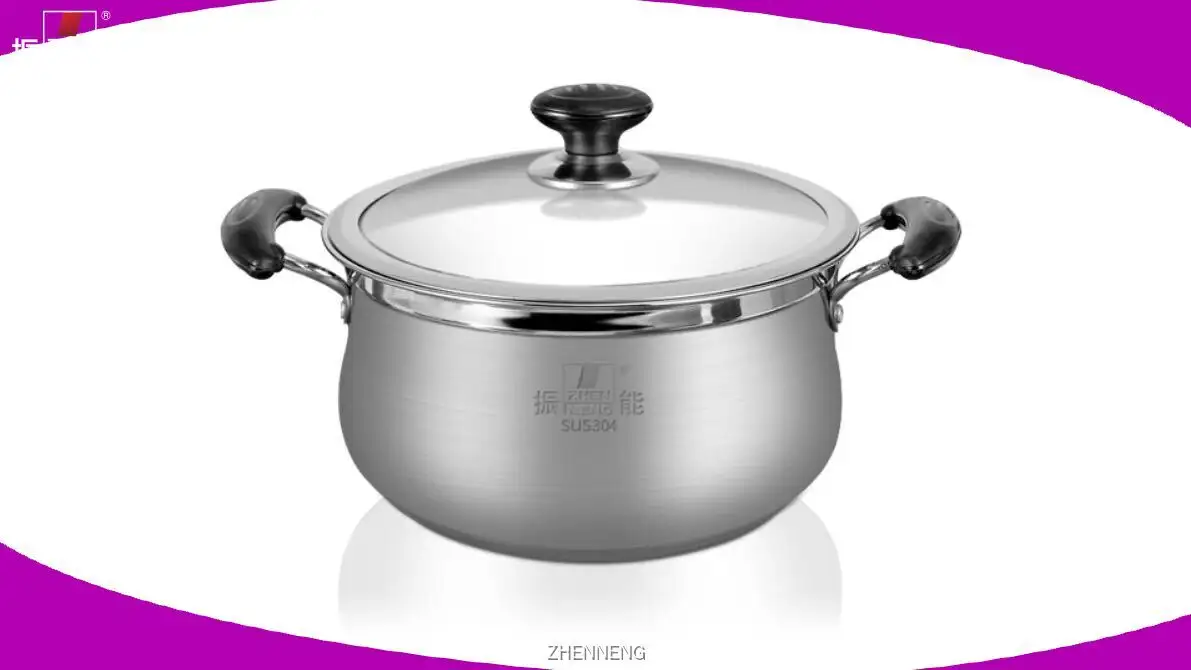 20cm Stainless Steel Soup Pot with Drum-Shaped Glass Lid 1