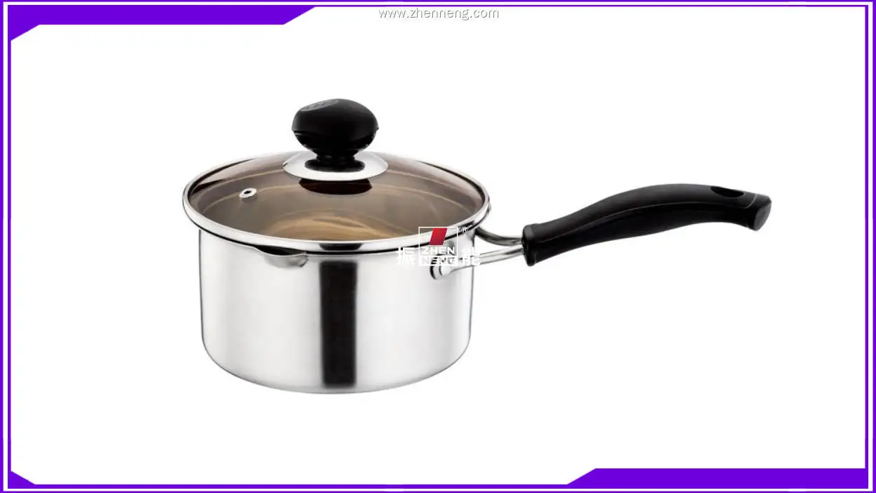 إبريق حليب من الفولاذ المقاوم للصدأ مقاس 16 سم مع غطاء ومقبض طويل من الباكليت 1