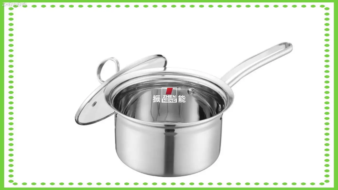 16cm Stainless Steel Milk Pan with Glass Cover, Customizable, Easy to Clean, Durable 1