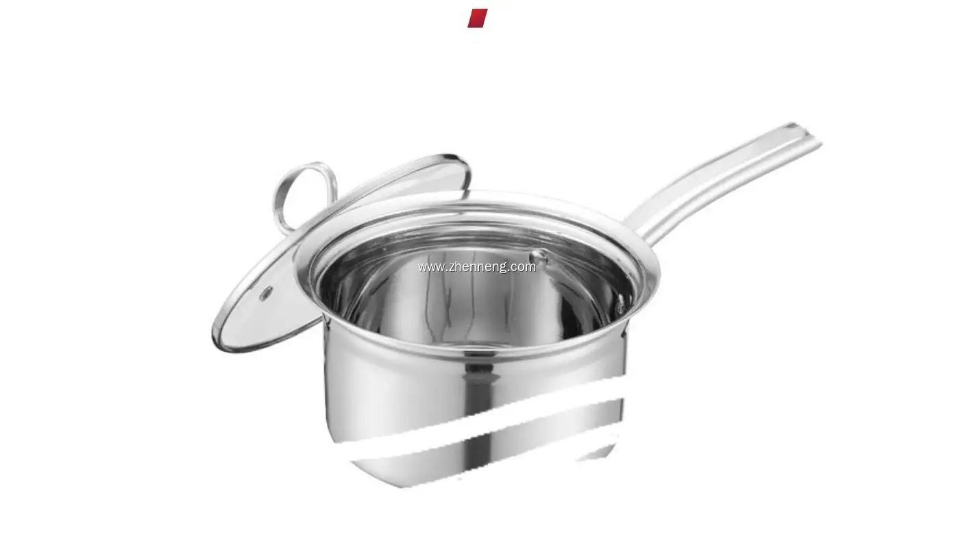 قدر حليب من الفولاذ المقاوم للصدأ مقاس 16 سم مع غطاء زجاجي 1