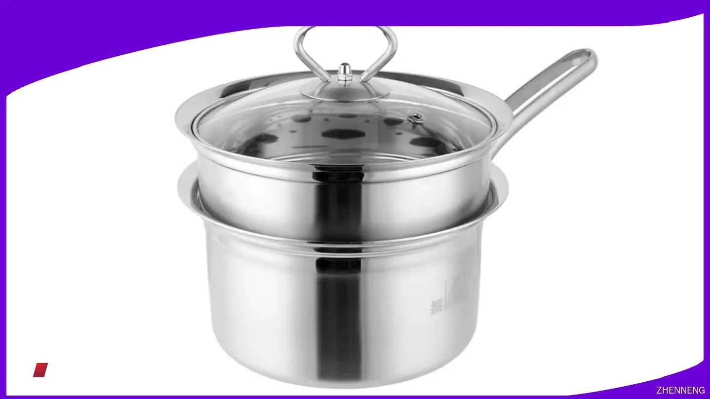 16cm Stainless Steel Milk Pot with Steamed Grid and Lid 1
