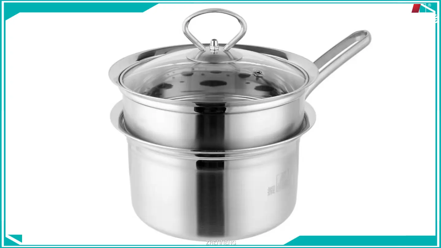 16cm Heat Resistant Stainless Steel Milk Pot with Steamed Grid and Lid 1