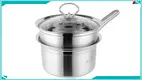 16cm Heat Resistant Stainless Steel Milk Pot with Steamed Grid and Lid 1