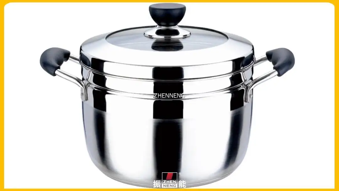 Stainless Steel 24cm Steamer Pot with Grid Grid - Customizable Size, Built-in Lid, Tempered Glass Lid - ZHENNENG Technology 1