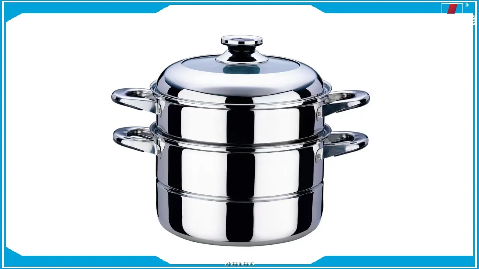 20cm Stainless Steel 2-Layer Steamer Pot with Heavy Bottom for Cooking 1