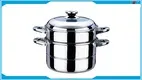 20cm Stainless Steel 2-Layer Steamer Pot with Heavy Bottom for Cooking 1