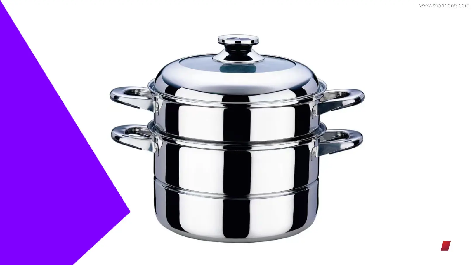 قدر بخار من الفولاذ المقاوم للصدأ بطبقتين، قطره 28 سم، بقاعدة سميكة: أداء فائق 1