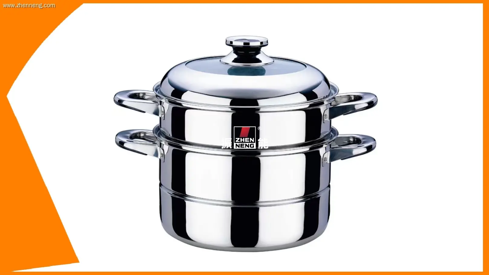 Olla vaporera de acero inoxidable de 26 cm con tapa de vidrio 1