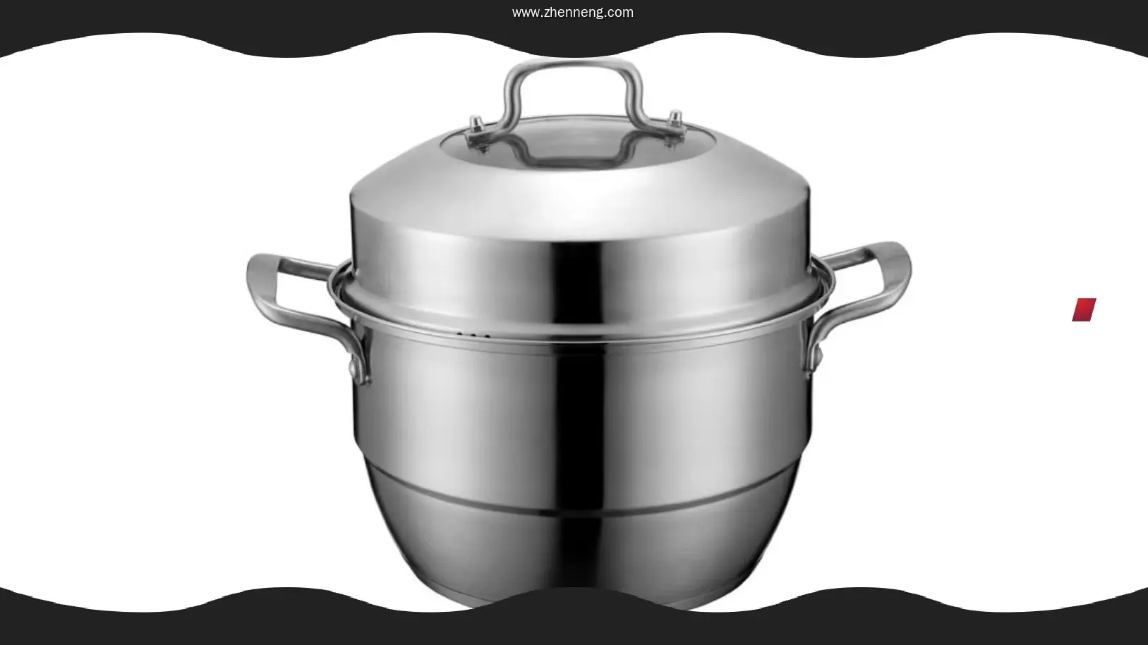 Двухъярусная пароварка из нержавеющей стали со стеклянной крышкой. 1