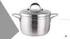 2 Layer Stainless Steel Steamer Pot with Glass Lid & Handles 1