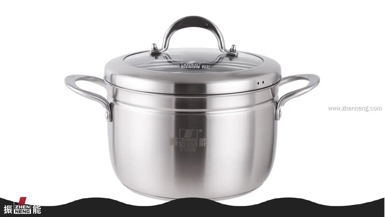 قدر بخار من الفولاذ المقاوم للصدأ بمقبضين، طوله 22 سم 1