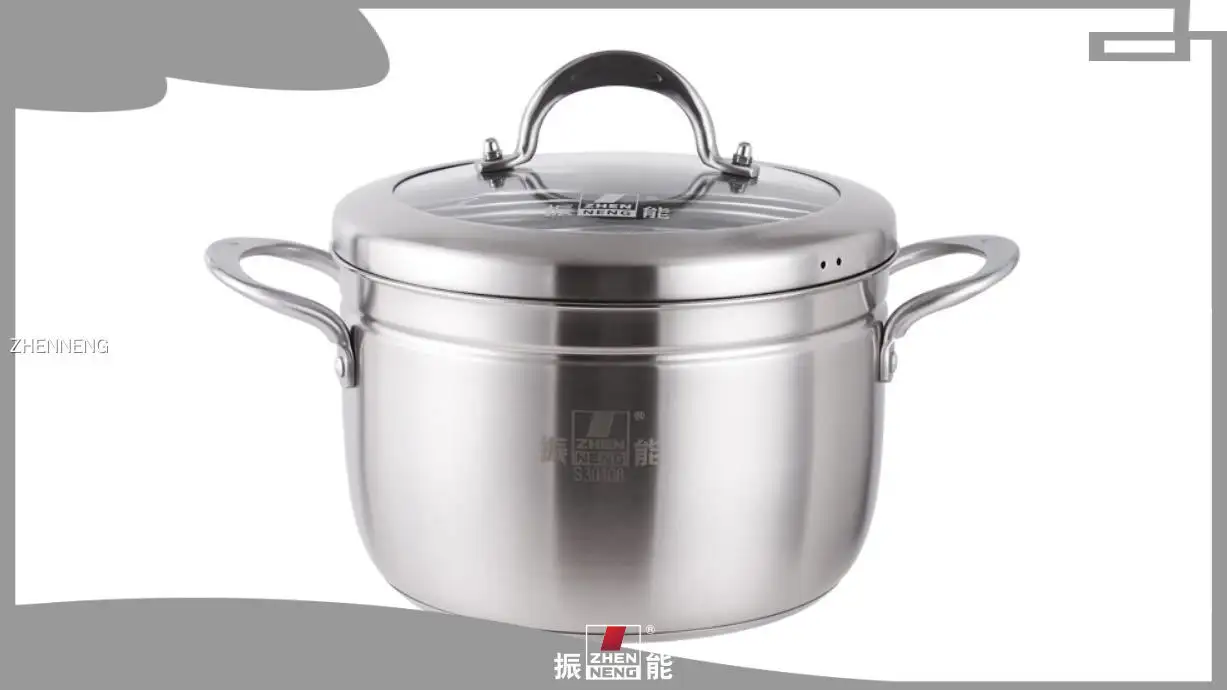 ZHENNENG 22cm 2-Tier Stainless Steel Steamer Pot with Glass Lid 1