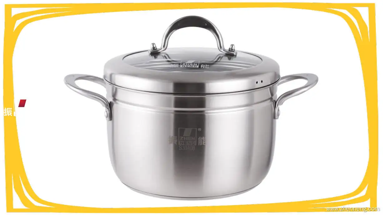 Stainless Steel Steamer Pot - Double Handle, Glass Lid, 22cm 1