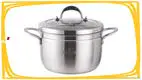 Stainless Steel Steamer Pot - Double Handle, Glass Lid, 22cm 1