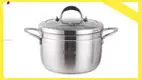 22cm Stainless Steel Steamer Pot with Double Handles and Glass Lid 1