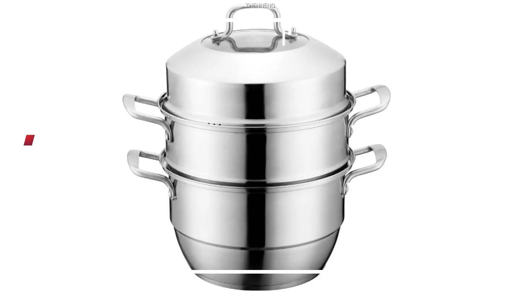 Zhenneng 30cm Stainless Steel 3-Tier Steamer Pot with Glass Lid 1
