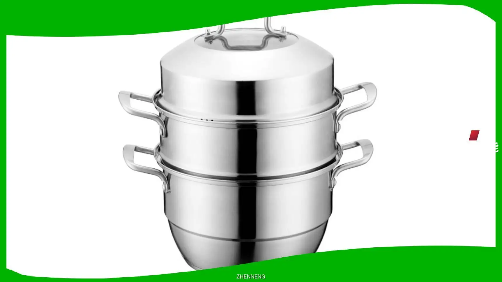 3 Tier Steamer Pan - Stainless Steel with Glass Lid 1