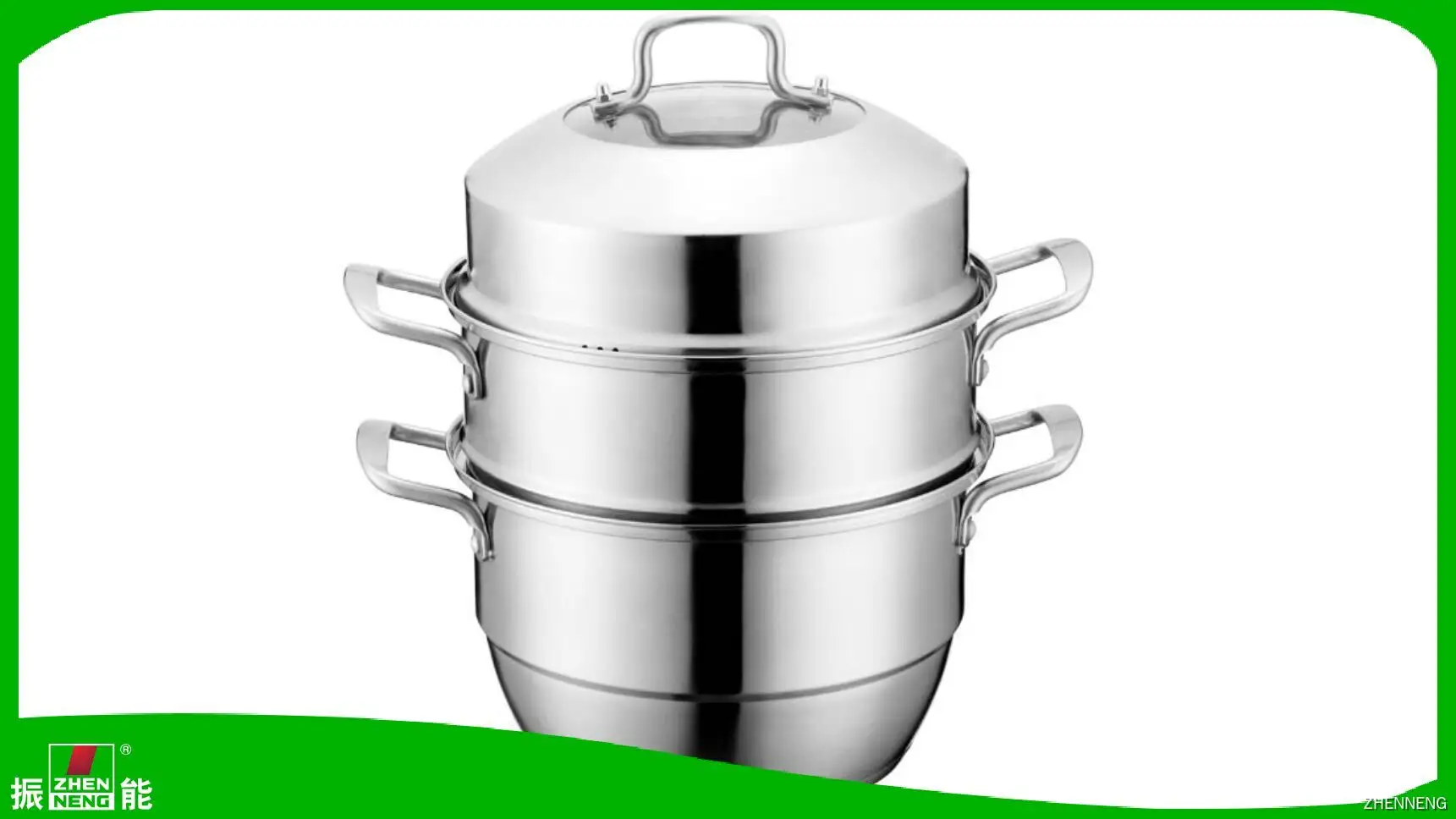 3 Layer Steamer Pot - Stainless Steel & Glass Lid 1
