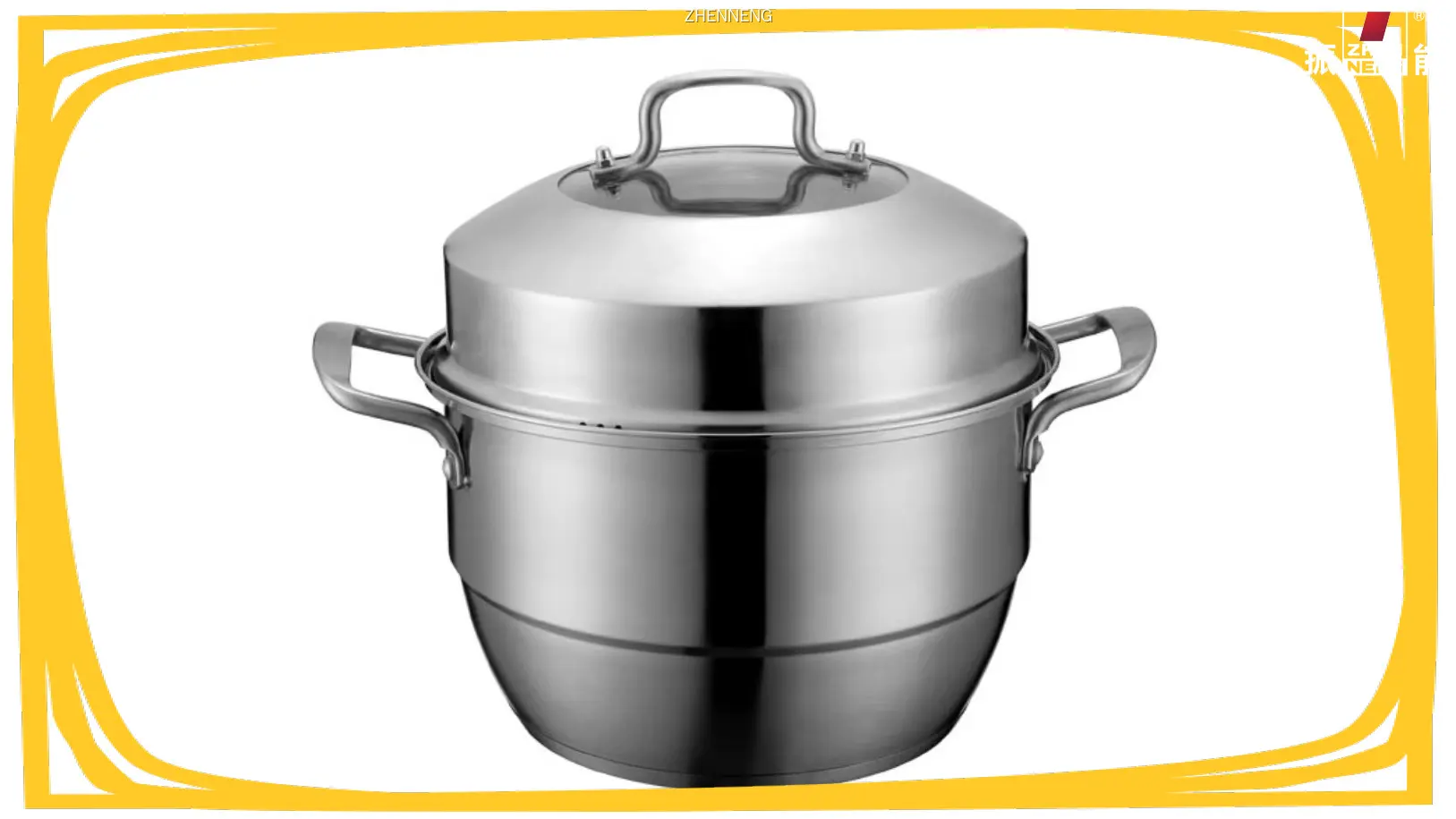 Olla vaporera de acero inoxidable de 26 cm con asas dobles 1