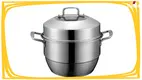 Olla vaporera de acero inoxidable de 26 cm con asas dobles 1
