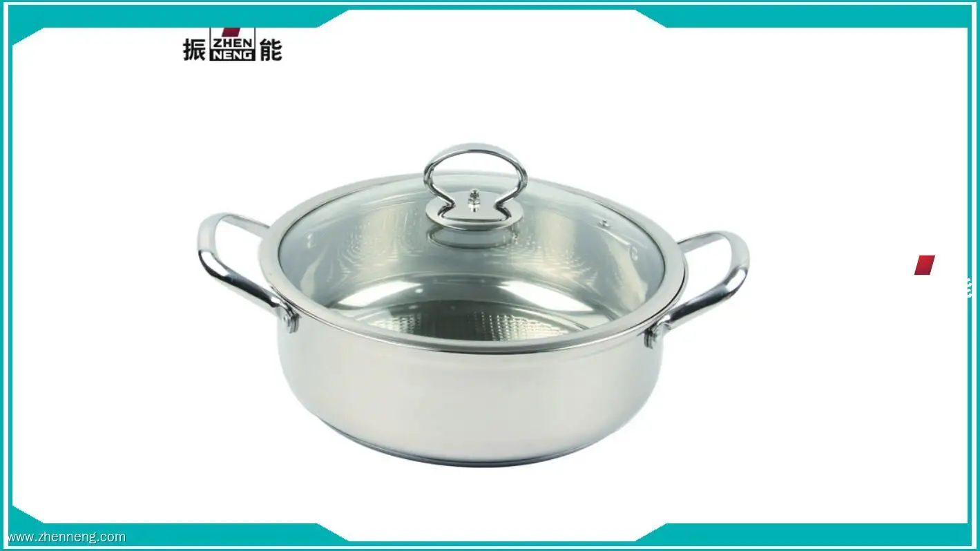 26cm Double Bottom Stainless Steel Hot Pot with Glass Cover 1