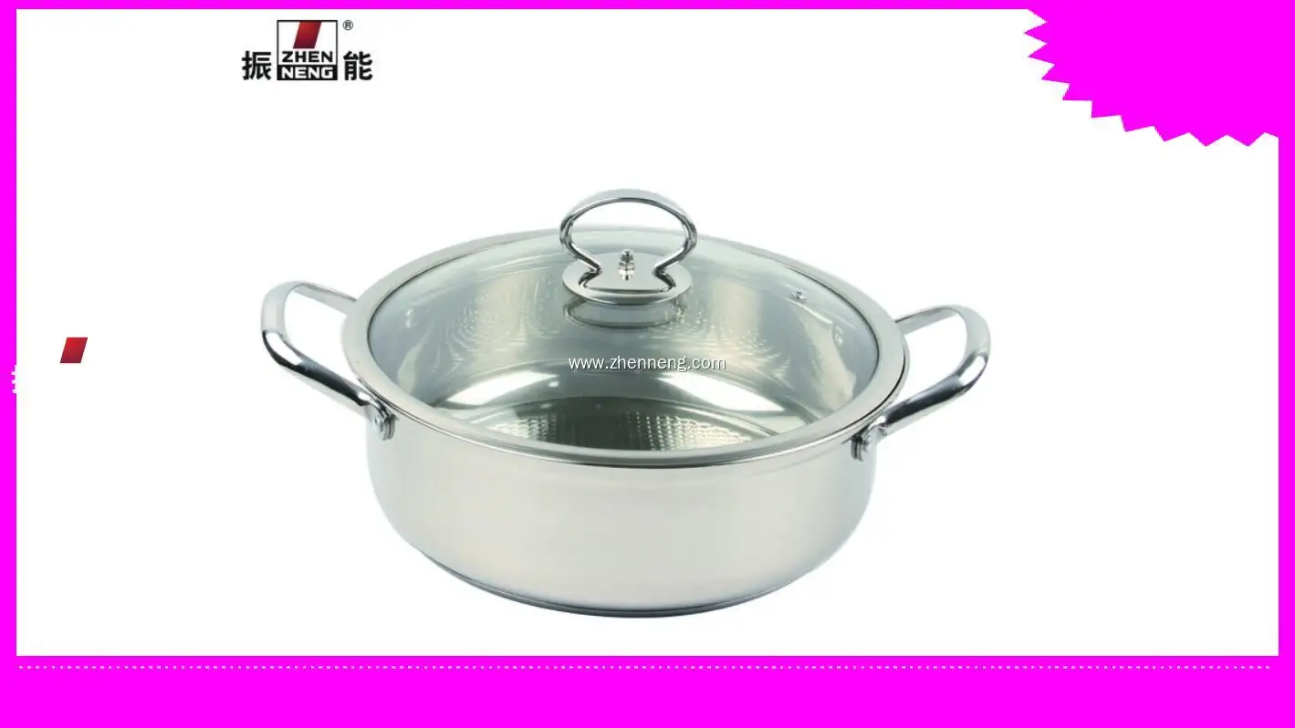 Custom Stainless Steel Hot Pot - 26cm Double Bottom Glass Cover 1