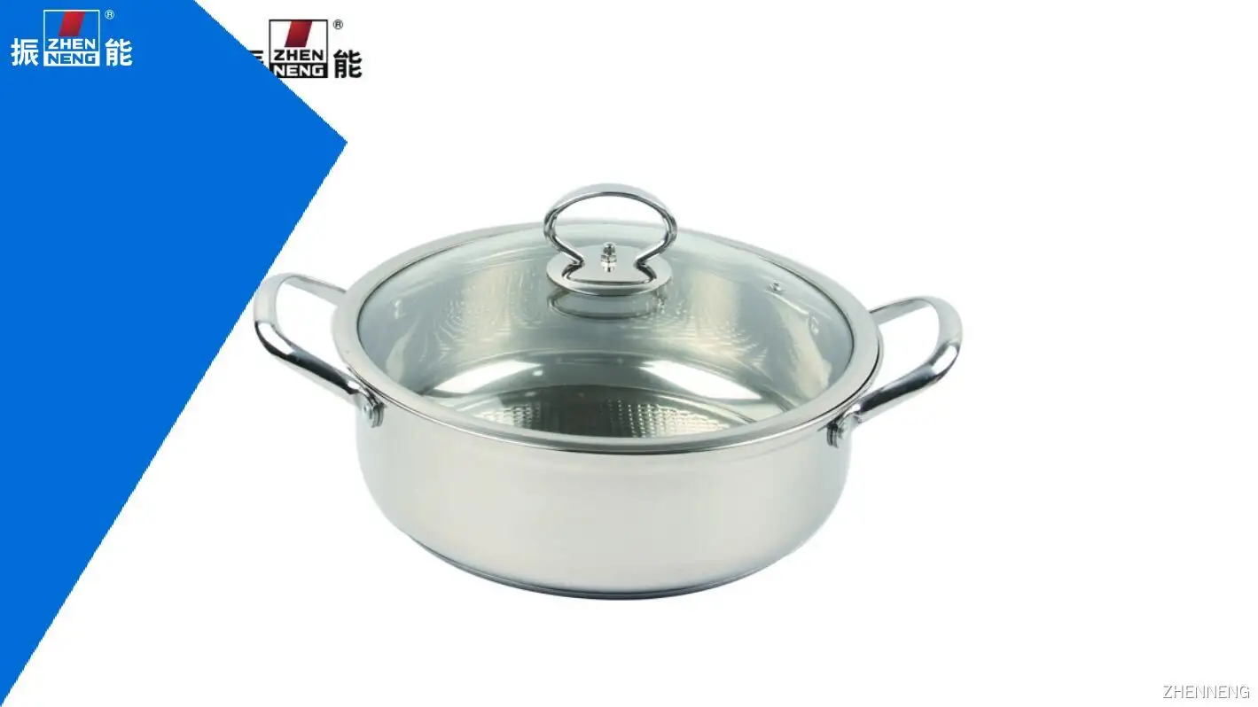 Stainless Steel Hot Pot - 26cm Double Bottom Glass Cover 1