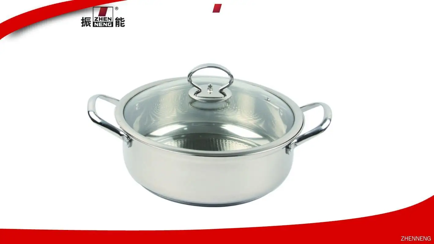 Custom Stainless Steel Hot Pot - 26cm Double Bottom with Glass Cover 1