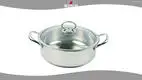 26cm Professional Double Bottom Hot Pot with Glass Cover - Stainless Steel 1