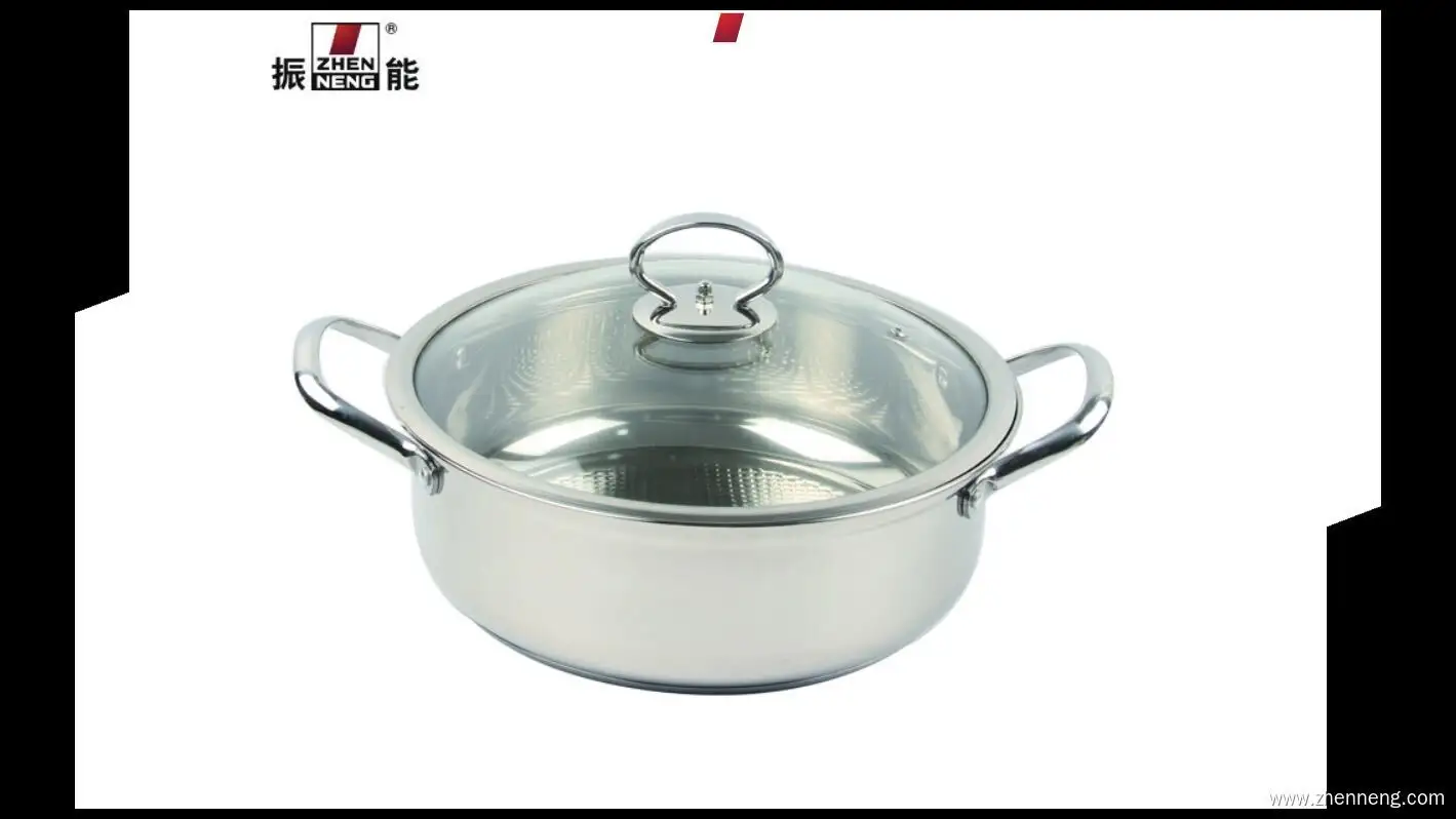 Custom Stainless Steel 28cm Hot Pot with Glass Lid 1