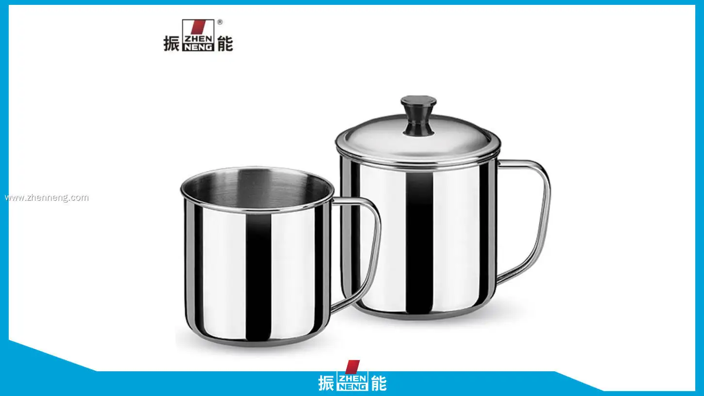 كوب ماء صديق للبيئة مصنوع من الفولاذ المقاوم للصدأ مع مقبض وغطاء 1