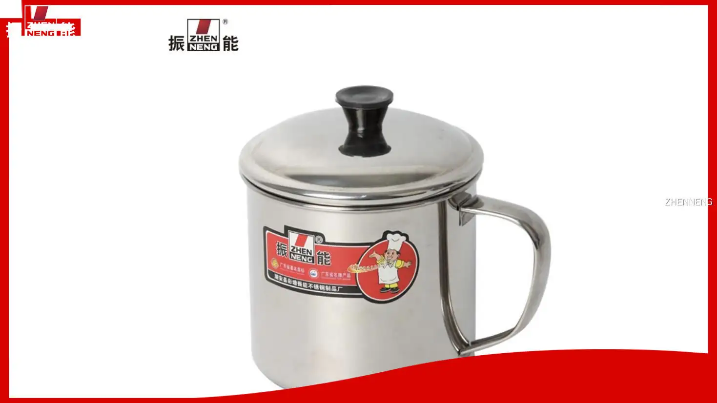 ZHENNENG Stainless Steel Drinkware 9cm Cup with Cover and Handle 1