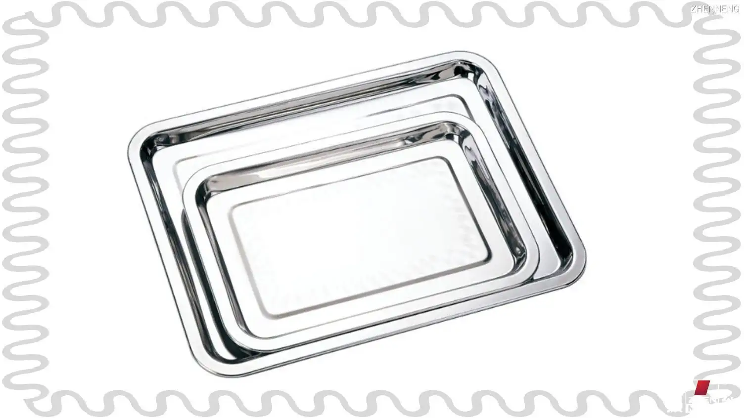 Stainless Steel Rectangle BBQ & Food Serving Tray – Durable Hotel Baking Tray 1