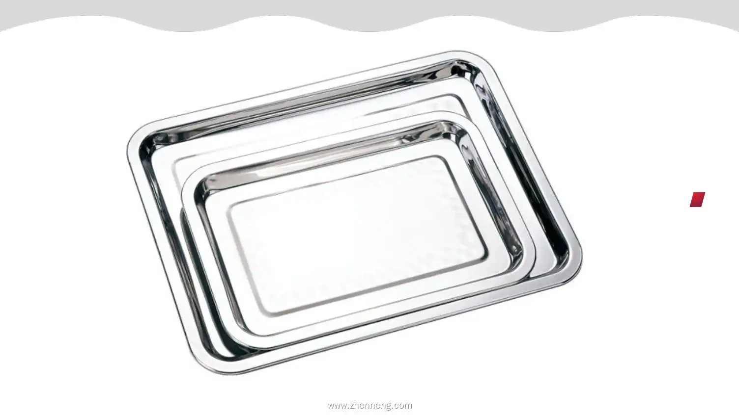 Plateau de service rectangulaire en acier inoxydable - Assiette creuse 1