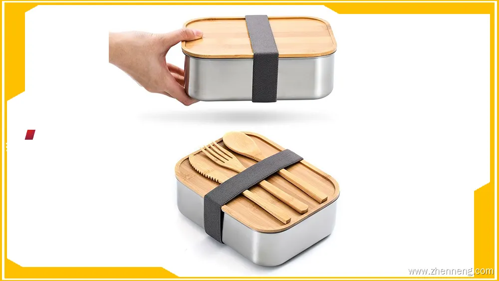 Stainless Steel Food Container Set with Bamboo Lid 1