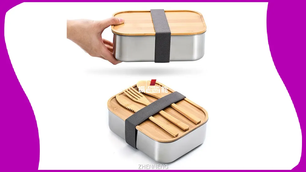 304 Stainless Steel Lunch Box Set with Bamboo Lid - Safe, Durable, Multi-Grid Design 1