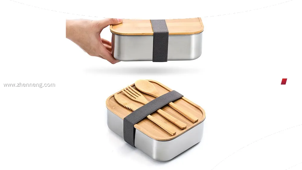 304 Stainless Steel Lunch Box with Bamboo Lid - Corrosion-Resistant & High-Temperature Resistant 1