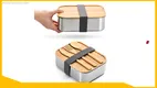 304 Stainless Steel Food Storage Container with Bamboo Lid - Corrosion-Resistant & Multi-Grid Design 1