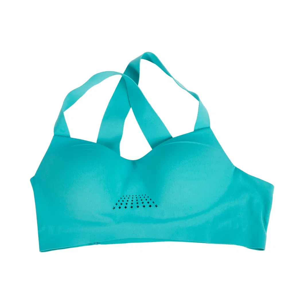  Soutien-gorge de sport sans coutures à dos croisé et perforations laser pour femme