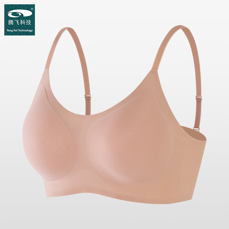 Soutien-gorge confortable sans armatures, à coques amovibles et sans coutures, en maille collée pour femme. 2