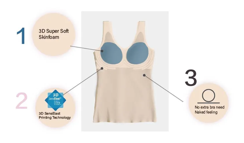  Nahtloses 3D Senselast Super Supportive BH-Tanktop für Damen