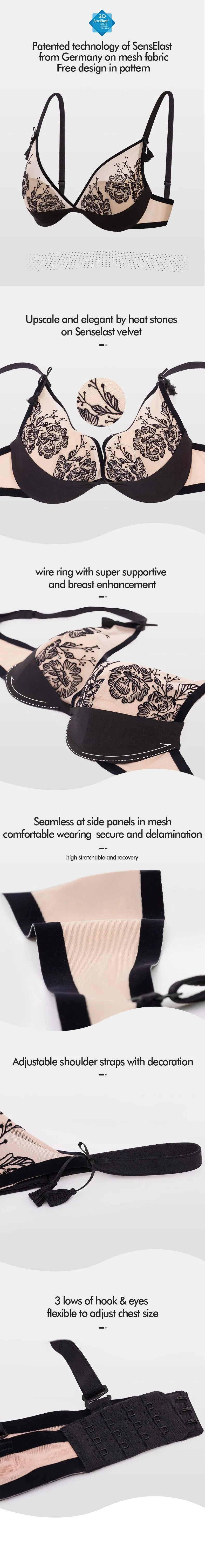 Soutien-gorge sexy en maille pour femme avec pierres chauffantes en surface