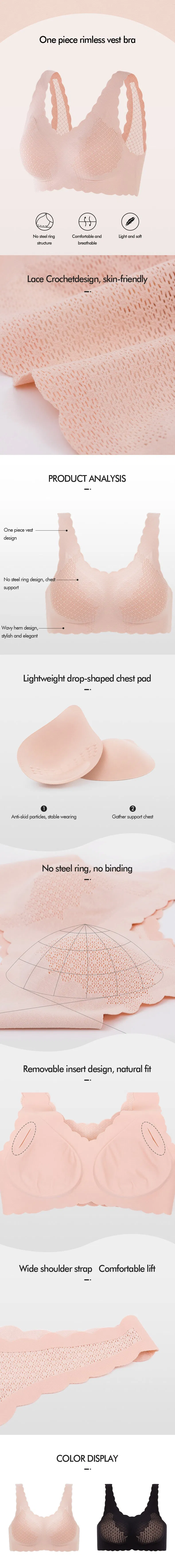 Soutien-gorge de sport une pièce en dentelle pour femme, avec coques amovibles