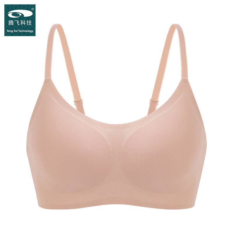 Soutien-gorge confortable sans armatures, à coques amovibles et sans coutures, en maille collée pour femme. 1