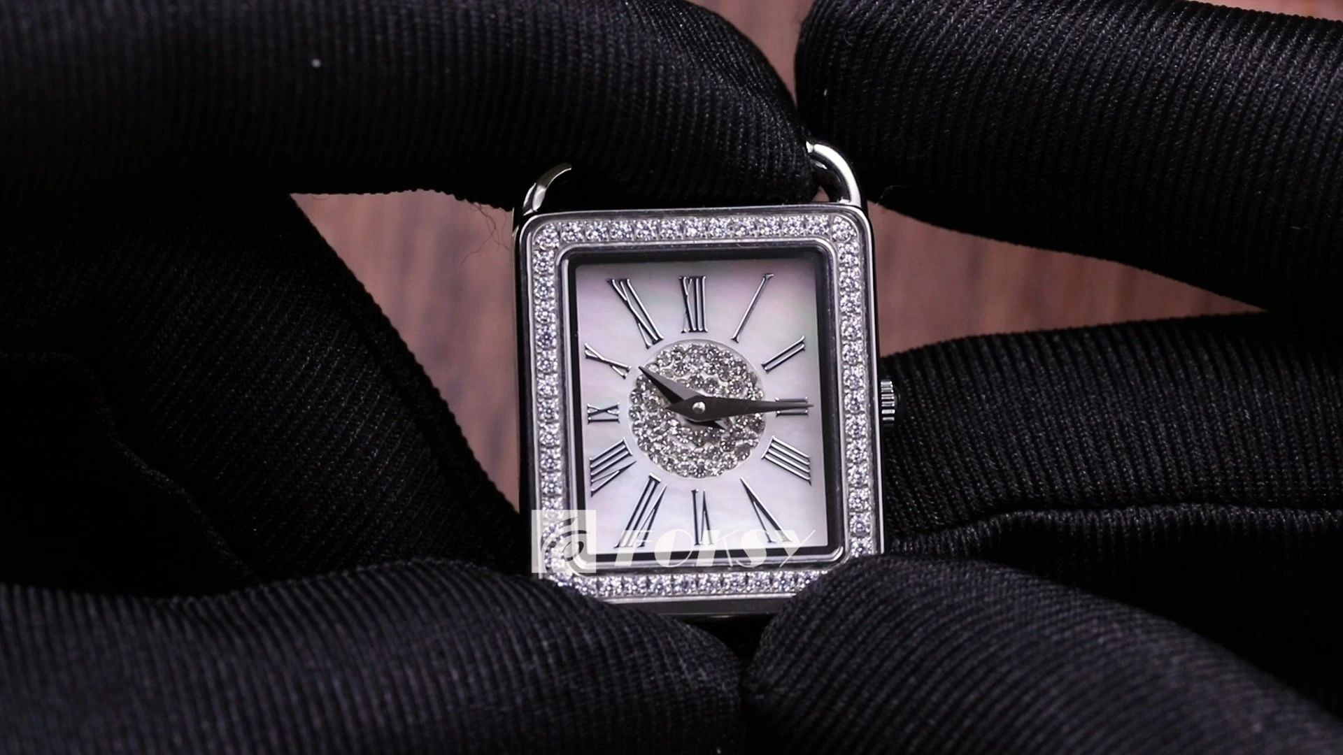 Custom Women Watch Quartz Watch Square Diamond 2-in-1 Necklace Watch Leather Strap 677-7-1001 1