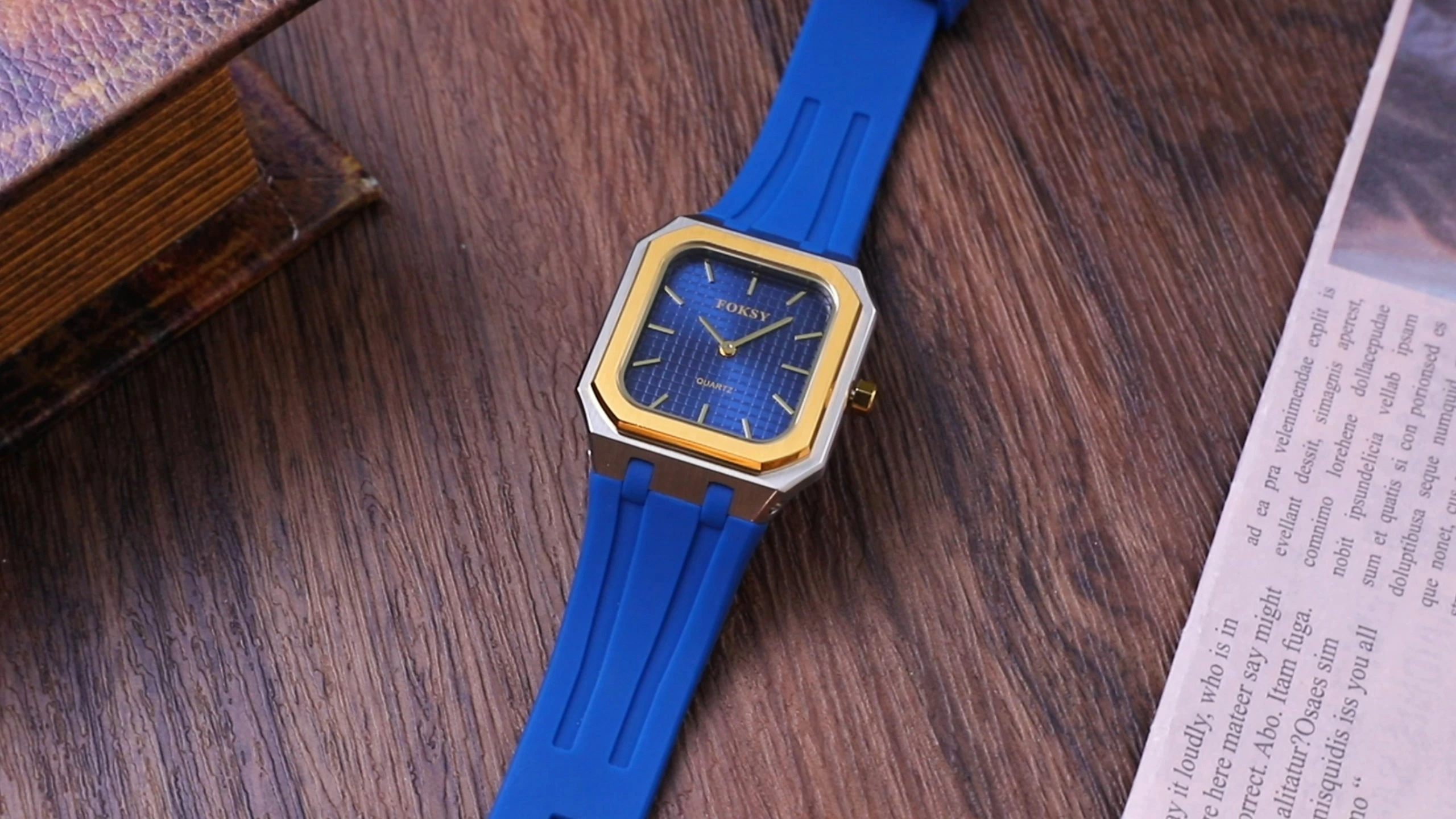 Custom Men Watch Quartz Watch Silicone Strap Stainless Steel 5ATM Fashion Square Watch 627-7-1001 1