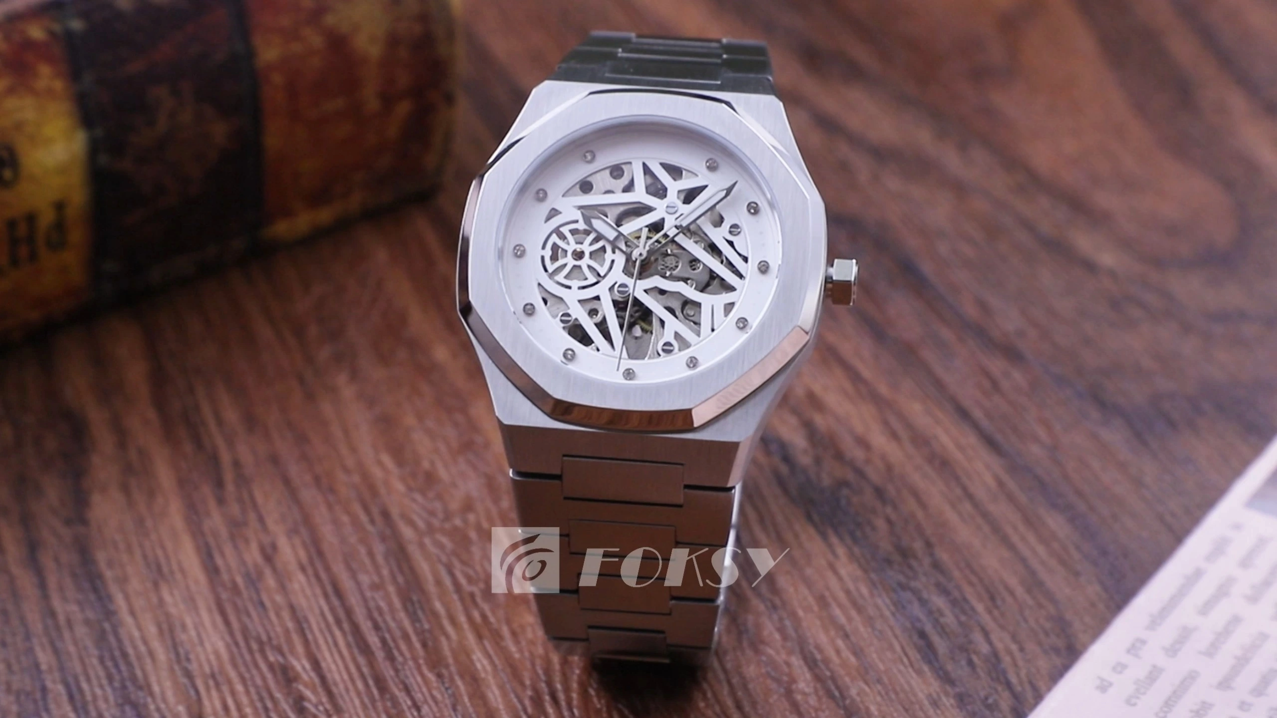 Custom Men Watch Automatic Watch Skeleton Stainless Steel 5ATM Luminous Interchangeable Strap 256-6-1037 1