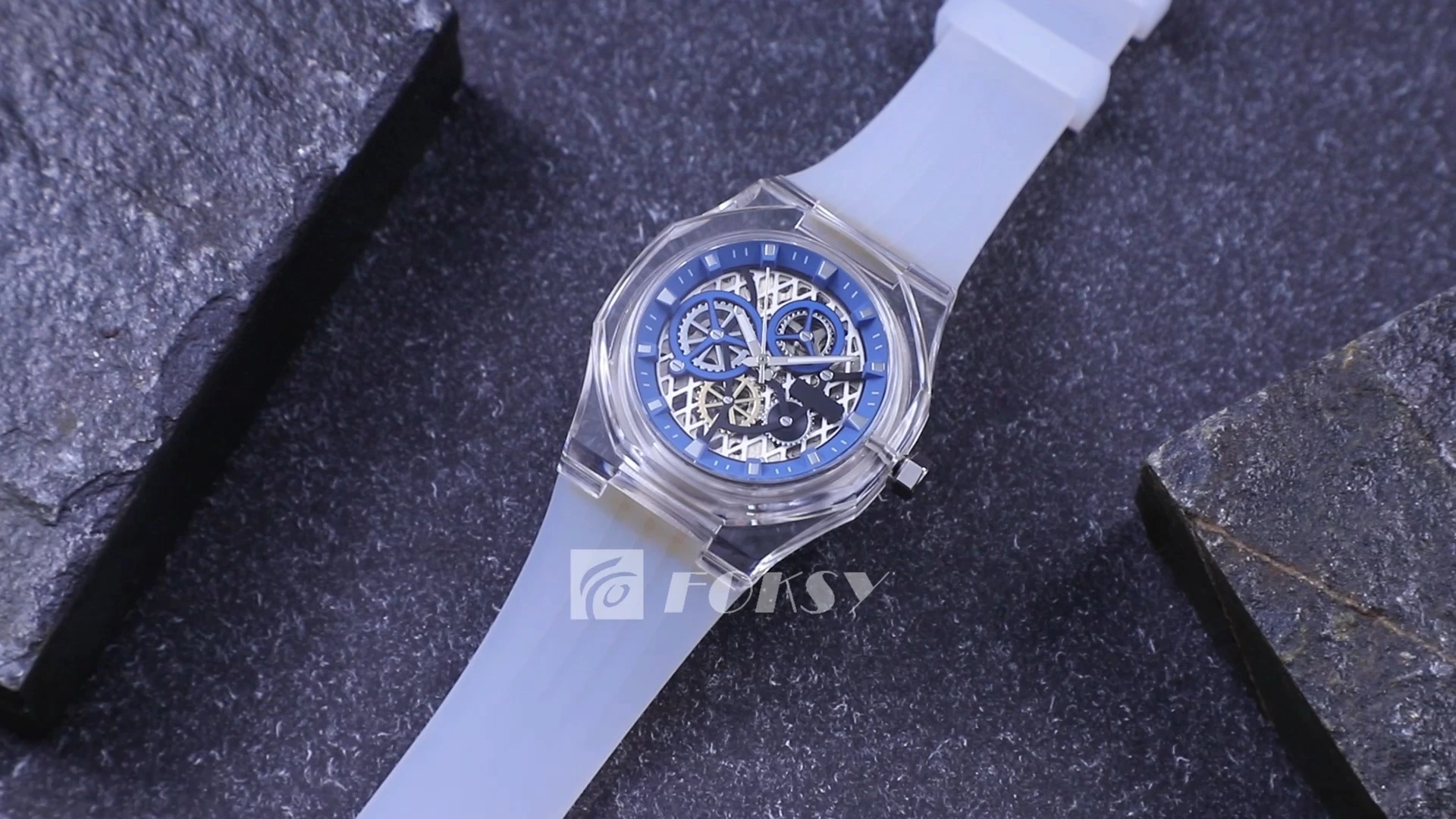 Custom Men Watch Automatic Watch Skeleton Transparent Case Silicone Strap Luminous 3ATM K030-6-1002 1